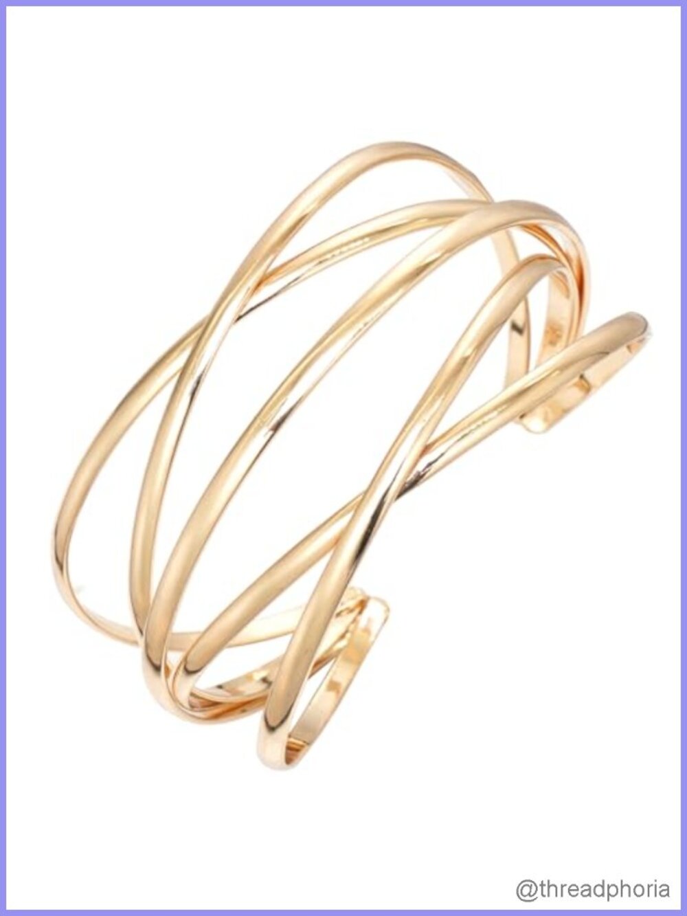 Gold Multi-Layer Cuff Bracelet Women Cross Wire Open Bangle Adjustable